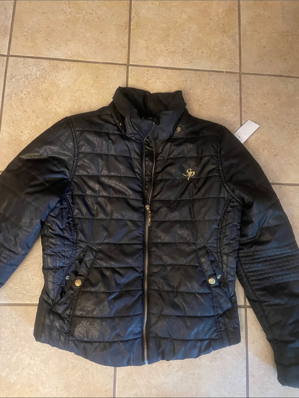 South Pole Black Quilted Women’s Large Puffer Jacket